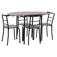 Tafel met vier stoelen DKD Home Decor Bruin Zwart Metaal Hout MDF 121 x 55 x 78 cm - thumbnail