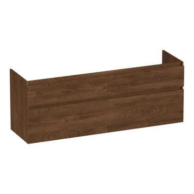 Brauer Delight Wavy - Onderkast - 160 cm - met 4 Softclose Lades Greeploos en 2 Sifon Uitsparingen - Forest Cacao