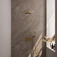 Gold Edition thermostatische inbouw regendouche SET 51 met drukknoppen en goud geborsteld PVD - thumbnail