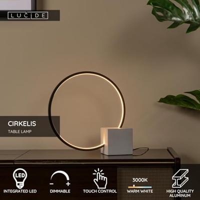 Lucide CIRKELIS - Tafellamp - Ø 32 cm - LED Dimb. - 1x6W 3000K - Zwart