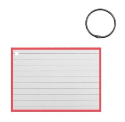 Verhaak flashcard met clipring A7 papier wit/rood 50 stuks