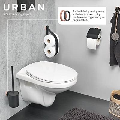 Tiger Urban toiletrolhouder met klep zwart - thumbnail