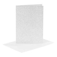 Creativ Company Kaarten en enveloppen 10,5x15cm glitter zilver - 4st. - thumbnail