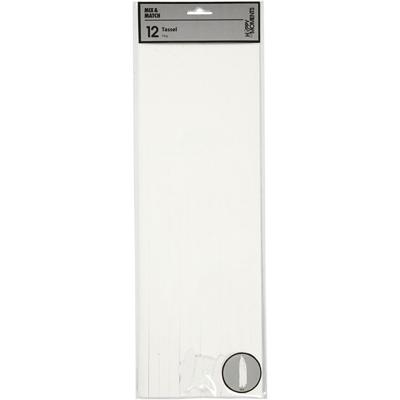 Creativ Company Tassels, afm 12x35 cm, 14 gr, wit, 12 stuk/ 1 doos Creativ Company Tassels, afm 12x35 cm, 14 gr, wit, 12 stuk/ 1 doos