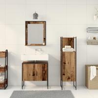 3-delige badkamerkastset oud hout gefabriceerd hout - thumbnail