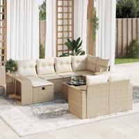 11-delige Tuinset met kussens poly rattan beige - thumbnail