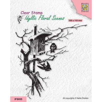 Nellie's Choice • idyllic floral scenes clear stempel nesting box with birds