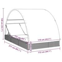 Ligbed 2-persoons met rond dak 211x112x140 cm poly rattan zwart - thumbnail