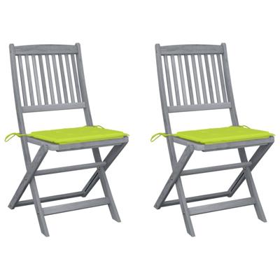 Tuinstoelen 2 st inklapbaar met kussens massief acaciahout