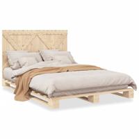 Bedframe met hoofdbord massief grenenhout 100x200 cm - thumbnail