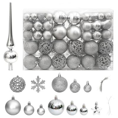 VidaXL 111-delige kerstballenset polystyreen zilverkleurig VidaXL 111-delige kerstballenset polystyreen zilverkleurig