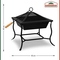 Vuurschaal 45x45cm van zwart gepoedercoat staal - thumbnail