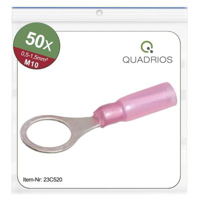 Quadrios 23C520 Ringkabelschoen Dwarsdoorsnede (max.): 1.5 mm² Schachtdiameter: 10.5 mm Deels geïsoleerd Rood 50 stuk(s)