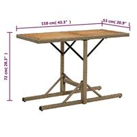 Tuintafel massief acaciahout en poly rattan beige - thumbnail