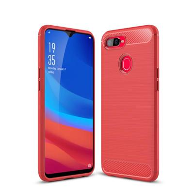 Geborsteld textuur Carbon Fiber schokbestendig TPU Case voor OPPO F9 (F9 Pro) & OPPO A7X (rood)