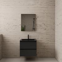 ACTIE BWS Badmeubel | Paris | Mat Zwart 60 cm | Mat Zwart Wastafel | 1 Kraangat - thumbnail