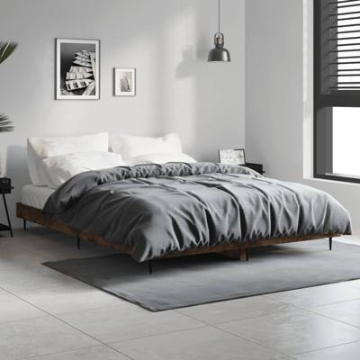 Bedframe bewerkt hout gerookt eikenkleurig 140x190 cm