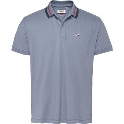 Tommy Jeans regular fit polo met contrastbies grijsblauw