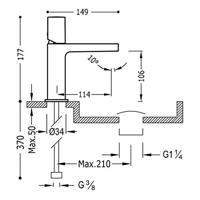 Wastafelmengkraan Tres Project 1-Knop Uitloop Recht 11 cm Rond Mat Zwart Tres - thumbnail