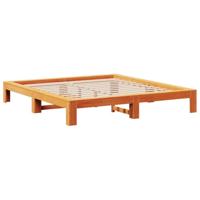 Bedframe zonder matras massief grenenhout wasbruin 200x200 cm - thumbnail