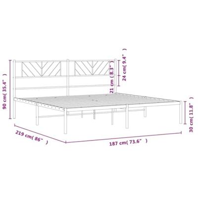 Bedframe met hoofdbord metaal wit 183x213 cm Bedframe met hoofdbord metaal wit 183x213 cm