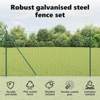 VidaXL Hek met paal groen 1,5 x 10 m staal - thumbnail
