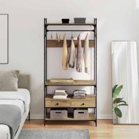 Kledingkast met lade artisanaal eikenkleurig 89 x 39 x 184.5 cm - thumbnail