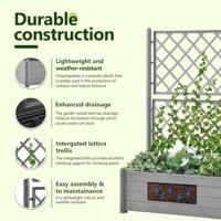 Plantenbak met latwerk 100x43x142 cm PP-steen grijs - thumbnail