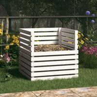 VidaXL Compostbak 80x80x78 cm massief grenenhout wit - thumbnail
