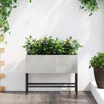 VidaXL Verhoogde tuin plantbak zilver 60 x 26 x 45 cm roestvrij staal