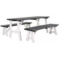 Rodeo houten picknicktafel wit/grijs - thumbnail