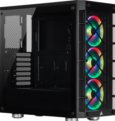 iCUE 465X RGB - Midtowermodel - ATX - geen voeding (ATX) - 3x RGB fan - USB/Audio - zwart
