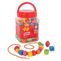 Bigjigs houten kralen in pot, 95dlg. - thumbnail