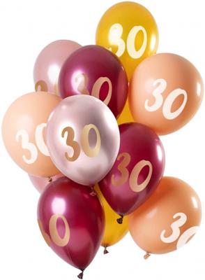 Ballonnen Set 30 Jaar Roze/Goud Premium - 12 Stuks
