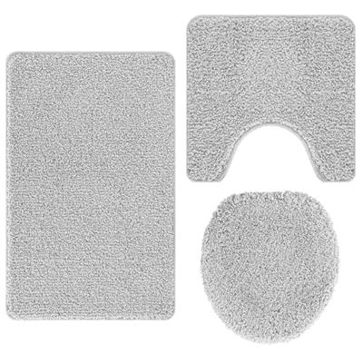 VidaXL Antislip badmat set 3 pcs grijs pp VidaXL Antislip badmat set 3 pcs grijs pp