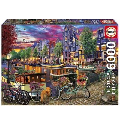 Puzzel - EDUCA - Fietsen in Amsterdam - 6000 stukjes - 156 x 107 cm - vanaf 15 jaar