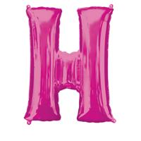 Folieballon Roze Letter &apos;H&apos; Groot - thumbnail