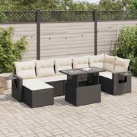 8-delige Loungeset met kussens poly rattan zwart - thumbnail