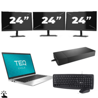 HP EliteBook 840 G7 - Intel Core i7-10e Generatie - 14 inch - Touch - 8GB RAM - 256GB SSD - Windows 11 + 3x 24 inch Monitor - thumbnail