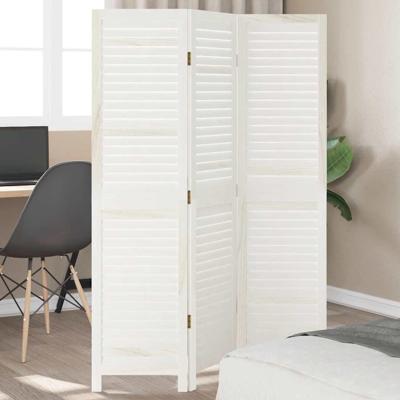 Kamerscherm met 3 panelen massief paulowniahout wit