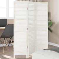 Kamerscherm met 3 panelen massief paulowniahout wit - thumbnail