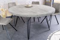 Ronde eettafel SCORPION 120cm grijs massief mangohout zwarte metalen poten Hairpin Poten - 43664 - thumbnail