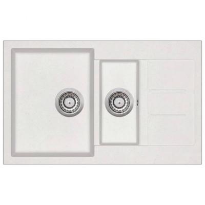 VidaXL Gootsteen dubbele bakken graniet wit VidaXL Gootsteen dubbele bakken graniet wit