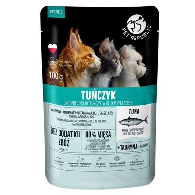 PET REPUBLIC Steril Fijngesneden tonijn in saus - nat kattenvoer - 100 g