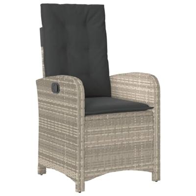 Tuinstoelen 2 st verstelbaar met kussens poly rattan lichtgrijs - thumbnail