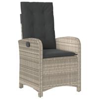Tuinstoelen 2 st verstelbaar met kussens poly rattan lichtgrijs - thumbnail