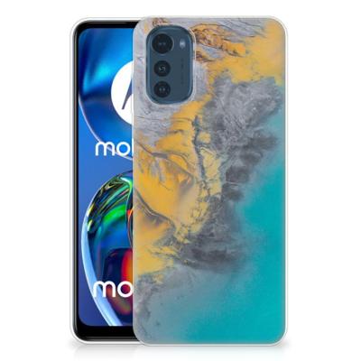Motorola Moto E32/E32s | TPU | Siliconen hoesje | Marble Blue Gold Motorola Moto E32/E32s | TPU | Siliconen hoesje | Marble Blue Gold