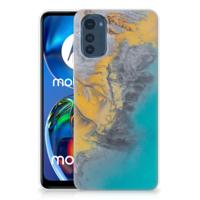 Motorola Moto E32/E32s | TPU | Siliconen hoesje | Marble Blue Gold - thumbnail