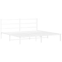 Bedframe met hoofdbord metaal wit 193x203 cm - thumbnail