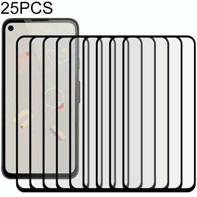 Voor Google Pixel 4a 25 PCS Full Glue Full Screen Tempered Glass Film (Zwart)